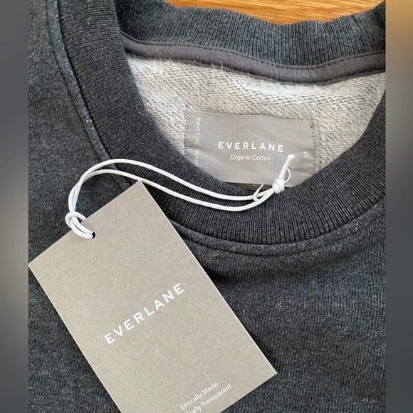 Everlane The Track Crewneck Sweatshirt Organic Cotton Dark Gray Men's Small NEW - Picture 3 of 11